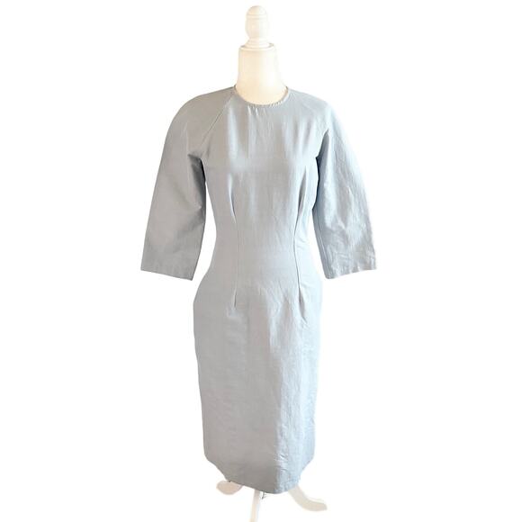 Raey Wide Sleeve Midi Sheath Dress 10 Blue - Picture 2 of 10